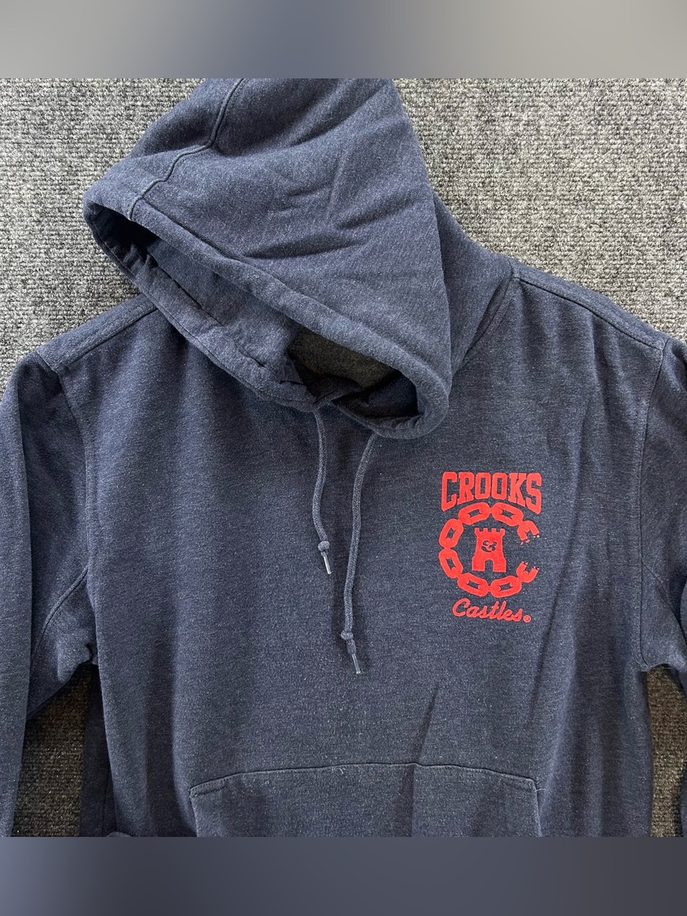 Crooks & Castles Men's Pullover Hoodie Small Blue Fleece Graphic Print Hooded